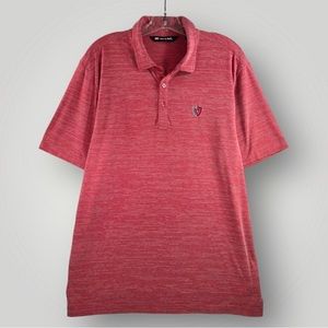 Travis Mathew Heater Polo Short Sleeve Logo “SH” Dark Pink Shirt Size Large!